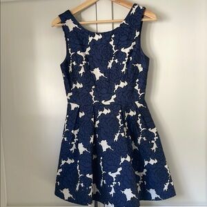 Lucy Paris Floral Sleeveless Dress in Blue and White